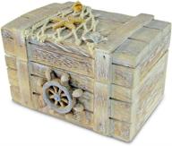 🔯 puzzled brown wood ship's wheel vintage jewelry box - handcrafted hinged starfish fish decorations - keepsake accessory organizer storage trinket gift - accent tabletop home & kitchen decor, 4.2 x 2.75 inch logo