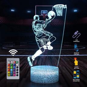 img 4 attached to 🏀 Basketball Man 3D Lamp Night Light: Remote & Touch Control, Multiple Color & Flashing Modes, Adjustable Brightness, USB & Batteries Powered - Perfect Gift for Sport Lovers Boys Girls Kids