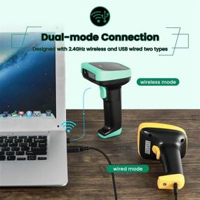 img 1 attached to 🔍 Deli 1D Wireless Barcode Scanner, Barcode Reader with 2.4Ghz Wireless/USB 2.0 Wired Connectivity, 328 ft Transmission Range, Long-lasting 2000mAh Battery