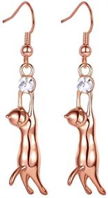 img 4 attached to 🐱 U7 Cute Cat Ear Pendant Platinum/18K Gold Plated Drop Earrings With Rhinestone" - "U7 Cute Cat Ear Pendant Earrings | Platinum/18K Gold Plated | Rhinestone Embellished