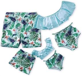 img 3 attached to Stylish Matching Swimwear 👙 with Printed Ruffles: IFFEI Women's Clothing