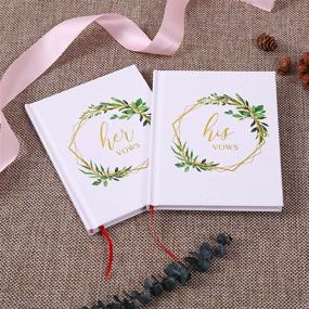 img 2 attached to 💚 AKITSUMA His and Her Wedding Vow Books - Green Leaves with Gold Foil - Set of 2 - Wedding Keepsake & Gift