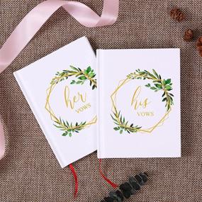 img 3 attached to 💚 AKITSUMA His and Her Wedding Vow Books - Green Leaves with Gold Foil - Set of 2 - Wedding Keepsake & Gift