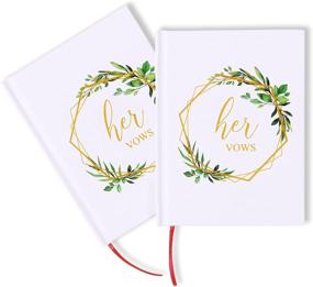 img 4 attached to 💚 AKITSUMA His and Her Wedding Vow Books - Green Leaves with Gold Foil - Set of 2 - Wedding Keepsake & Gift