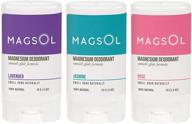 🌿 magsol travel size natural deodorant for women - 3 pack, 0.5 oz each - ideal for highly sensitive skin (lavender, jasmine, rose) logo