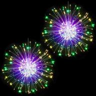 🎇 2-pack firework lights - 120 led copper wire starburst string lights with 8 modes - battery operated fairy lights with remote control - ideal for wedding, christmas, and party decorations - perfect hanging lights for patio, garden, and outdoor decoration logo