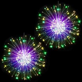 img 4 attached to 🎇 2-Pack Firework Lights - 120 LED Copper Wire Starburst String Lights with 8 Modes - Battery Operated Fairy Lights with Remote Control - Ideal for Wedding, Christmas, and Party Decorations - Perfect Hanging Lights for Patio, Garden, and Outdoor Decoration