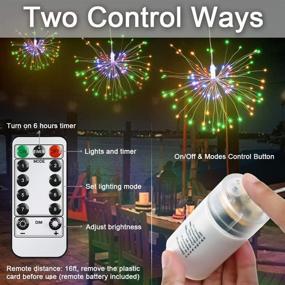 img 1 attached to 🎇 2-Pack Firework Lights - 120 LED Copper Wire Starburst String Lights with 8 Modes - Battery Operated Fairy Lights with Remote Control - Ideal for Wedding, Christmas, and Party Decorations - Perfect Hanging Lights for Patio, Garden, and Outdoor Decoration