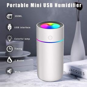 img 4 attached to 320ml USB Mini Portable Humidifier with 7-Color LED Night Light, Auto-Off - Whisper Quiet Air Humidifier Ideal for Home, Office, Baby Room & Car by StillCool