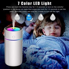 img 2 attached to 320ml USB Mini Portable Humidifier with 7-Color LED Night Light, Auto-Off - Whisper Quiet Air Humidifier Ideal for Home, Office, Baby Room & Car by StillCool