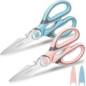 img 4 attached to 🔪 TEMEISI Heavy Duty Kitchen Shears - 2-Pack Ultra Sharp Poultry Scissors for Chicken, Fish, Meat, Vegetables, Herbs, BBQ