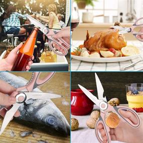 img 2 attached to 🔪 TEMEISI Heavy Duty Kitchen Shears - 2-Pack Ultra Sharp Poultry Scissors for Chicken, Fish, Meat, Vegetables, Herbs, BBQ