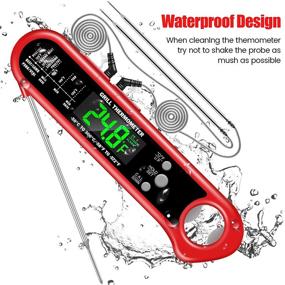 img 2 attached to 🔥 odorsin Digital Meat Thermometer: Waterproof, Backlit Cooking Thermometer with 3-in-1 Probe for BBQ, Grilling, Baking, Kitchen