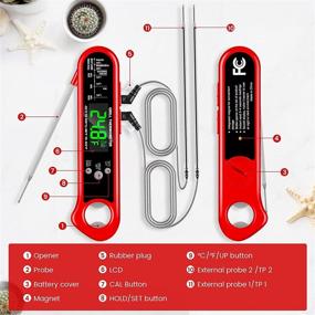 img 1 attached to 🔥 odorsin Digital Meat Thermometer: Waterproof, Backlit Cooking Thermometer with 3-in-1 Probe for BBQ, Grilling, Baking, Kitchen