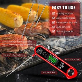 img 3 attached to 🔥 odorsin Digital Meat Thermometer: Waterproof, Backlit Cooking Thermometer with 3-in-1 Probe for BBQ, Grilling, Baking, Kitchen