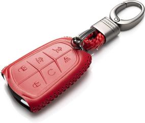 img 3 attached to Vitodeco Genuine Leather Smart Key Keyless Remote Entry Fob Case Cover With Key Chain For 2015-2019 Cadillac Escalade