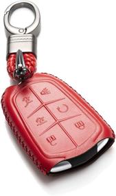 img 4 attached to Vitodeco Genuine Leather Smart Key Keyless Remote Entry Fob Case Cover With Key Chain For 2015-2019 Cadillac Escalade