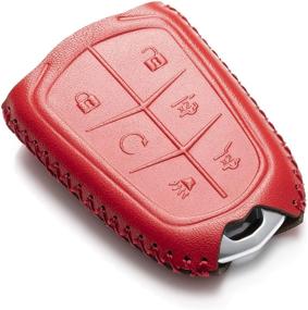 img 2 attached to Vitodeco Genuine Leather Smart Key Keyless Remote Entry Fob Case Cover With Key Chain For 2015-2019 Cadillac Escalade