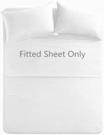 🛏️ premium cotton fitted sheet - queen size - 300 thread count natural cotton fabric - 15" deep pocket - breathable, ultra soft & silky - queen, white logo