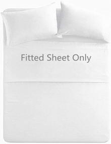 img 4 attached to 🛏️ Premium Cotton Fitted Sheet - Queen Size - 300 Thread Count Natural Cotton Fabric - 15" Deep Pocket - Breathable, Ultra Soft & Silky - Queen, White