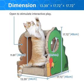 img 2 attached to 🐱 FluffyDream Dinosaur Cat Condo Scratcher Post Cardboard: Green Furniture Protector & Bed