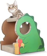 🐱 fluffydream dinosaur cat condo scratcher post cardboard: green furniture protector & bed logo