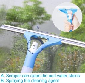 img 3 attached to 🧼 3-in-1 Telescopic Window Squeegee Cleaner and Scrubber with Spray Head, 58" Extension Pole - High-performance Washing Equipment