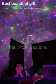 img 2 attached to 🌌 Petit Pois Creations Black Night Light Galaxy Projector with LED Lights - Skylight Star Projector for Bedroom - Party Lights and Night Light for Kids with Bluetooth Speaker - Power Adapter Included