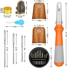 img 3 attached to 🧵 Complete 50-Piece Sewing Tools Kit: 6 Thimble Finger Protectors, 30 Hand Sewing Needles, 9 Large-Eye Knitting Needles, 2 Seam Rippers, 2 Wire Needle Threaders, and Storage Bottle