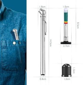 img 3 attached to 📏 TOCOLES карандашный автокомпрессор (5-50 PSI), набор из 2 - с измерителем глубины протектора шины и 8 шт. колпачками для автоклапановшиниф.