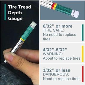 img 1 attached to 📏 TOCOLES Pencil Tire Gauge (5-50 PSI), Set of 2 - with Tire Tread Depth Gauge and 8Pcs Tire Valve Stem Caps