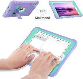 img 2 attached to 💚 ULAK iPad Mini Case, iPad Mini 2/3 Retina Case - Heavy Duty Three Layer Shockproof Protective Cover with Kickstand (Green+Purple)