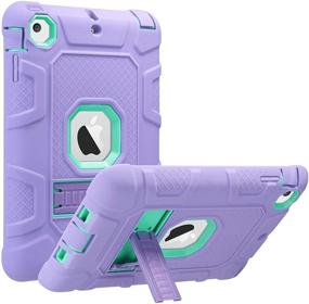 img 4 attached to 💚 ULAK iPad Mini Case, iPad Mini 2/3 Retina Case - Heavy Duty Three Layer Shockproof Protective Cover with Kickstand (Green+Purple)