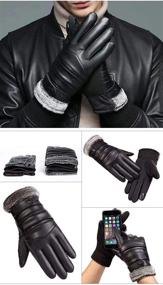 img 1 attached to 🧤 Winter Leather Gloves for Men by FUNGGORD – Touchscreen, Snap Closure, Cashmere/Fleece Lined – Motorcycle, Driving, Riding, Warm, Waterproof Gloves