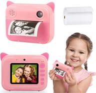 📸 kids' instant print camera, enhanced selfie digital camera with zero ink video, 1 roll print paper, 1000 mah battery, dual lens, 1080p hd video recorder - perfect toys gift for boys and girls (pink) logo