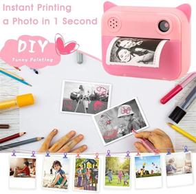 img 2 attached to 📸 Kids' Instant Print Camera, Enhanced Selfie Digital Camera with Zero Ink Video, 1 Roll Print Paper, 1000 mAh Battery, Dual Lens, 1080P HD Video Recorder - Perfect Toys Gift for Boys and Girls (Pink)