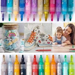 img 2 attached to 🎨 Vibrant 24-Color Acrylic Paint Pens: Ideal for Rock, Stone, Ceramic, Glass, Wood, and Pumpkin Painting. Perfect Art & Craft Supplies for Kids and Adults