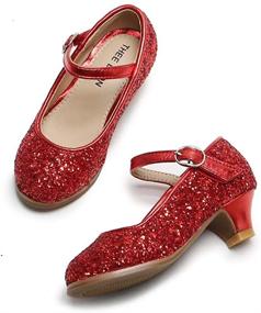 img 4 attached to 👠 Thee Bron Toddler Flower Girl High Heels: Glamorous Gold Glitter Princess Dress Shoes