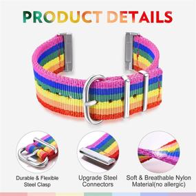 img 3 attached to 🌈 Bandmax LGBT Pride Rainbow Nylon Woven Fitbit Versa Bands - Sport Strap Accessories for Series 3 Fitbit Versa - Men and Women Wristband Replacement Watch Band with Enhanced Connectors