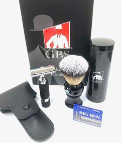 img 2 attached to 🧳 G.B.S Black Travel Shaving Set: Travel Shaving Brush, 4 Piece Double Edge Safety Razor, Leather Razor Case, Daily Beard Care, 10 pack of blades Snap Lock to Prevent Razor Bumps