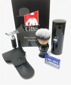 img 3 attached to 🧳 G.B.S Black Travel Shaving Set: Travel Shaving Brush, 4 Piece Double Edge Safety Razor, Leather Razor Case, Daily Beard Care, 10 pack of blades Snap Lock to Prevent Razor Bumps