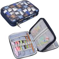 🐾 teamoy crochet hook case for swing crochet hooks, lighted hooks, and needles (up to 8"), cats blue - crochet knitting needle storage bag with no accessories included logo