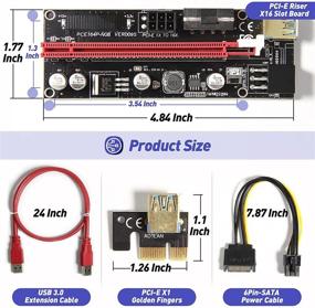 img 3 attached to Upgraded VER009S PCIE Riser Express Cable 1X to 16X with Dual-6pin / MOLEX Connectors, LED Graphics Extension for Efficient Ethereum ETH Mining - Powered PCI-E Riser Adapter Card, 6 Pack - includes 24-inch USB 3.0 Cable