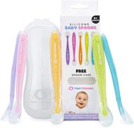 🥄 set of 5 baby spoons for first stage feeding - bpa-free silicone infant utensils with soft tips, colorful baby utensils for baby led weaning - includes travel spoon case logo