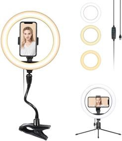 img 4 attached to 📸 Smatree 10-inch LED Selfie Ring Light with Flex Clamp Mount, Tripod Stand and Phone Holder - Dimmable Desktop Ring Light with 3 Lighting Modes for Live Streaming, Makeup, Photography, TikTok, YouTube Videos and Vlogging