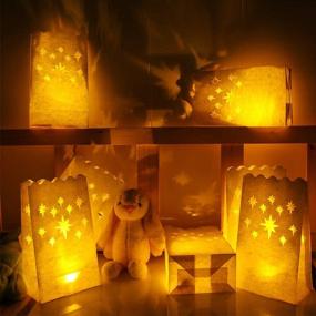 img 1 attached to 🏮 PChero 12pcs Luminary Bags: The Perfect Fire Retardant Paper Lantern Bag for Wedding, Thanksgiving, Christmas & Valentines Decoration - Ideal for Electric LED Votive Tealight Candles Holder
