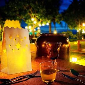 img 3 attached to 🏮 PChero 12pcs Luminary Bags: The Perfect Fire Retardant Paper Lantern Bag for Wedding, Thanksgiving, Christmas & Valentines Decoration - Ideal for Electric LED Votive Tealight Candles Holder