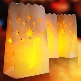 img 4 attached to 🏮 PChero 12pcs Luminary Bags: The Perfect Fire Retardant Paper Lantern Bag for Wedding, Thanksgiving, Christmas & Valentines Decoration - Ideal for Electric LED Votive Tealight Candles Holder