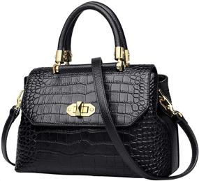 img 4 attached to LAORENTOU Authentic Crocodile Women's Handbags & Wallets - Shoulder Handbags and Satchels