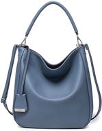 davidjones medium faux leather hobo bag tote handbag - crossbody shoulder bag with top-handle satchel design for women logo